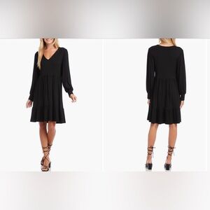 Karen Kane Black Tiered Dress Size Large Stretch Rayon Blend Boho Minimalist